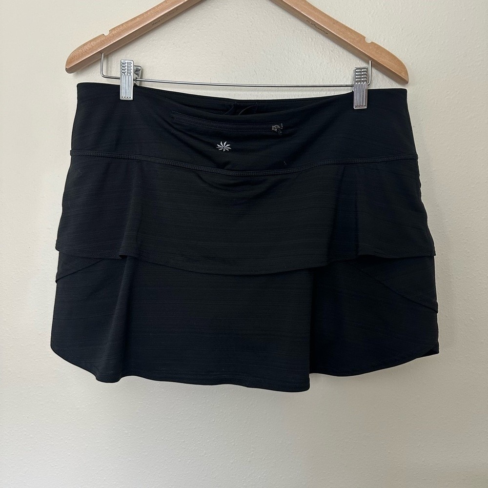 ATHLETA Preppy Athletic Size Large Tiered Swagger Black Drawstring Tennis Skort - Picture 6 of 10